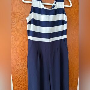 Xhilaration Navy and White Striped Jumpsuit